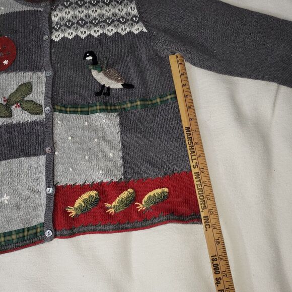 Vtg Orvis Sweater Womens Sz M Novelty Grannycore Embroidered Bird Knit Cardigan - Picture 8 of 16